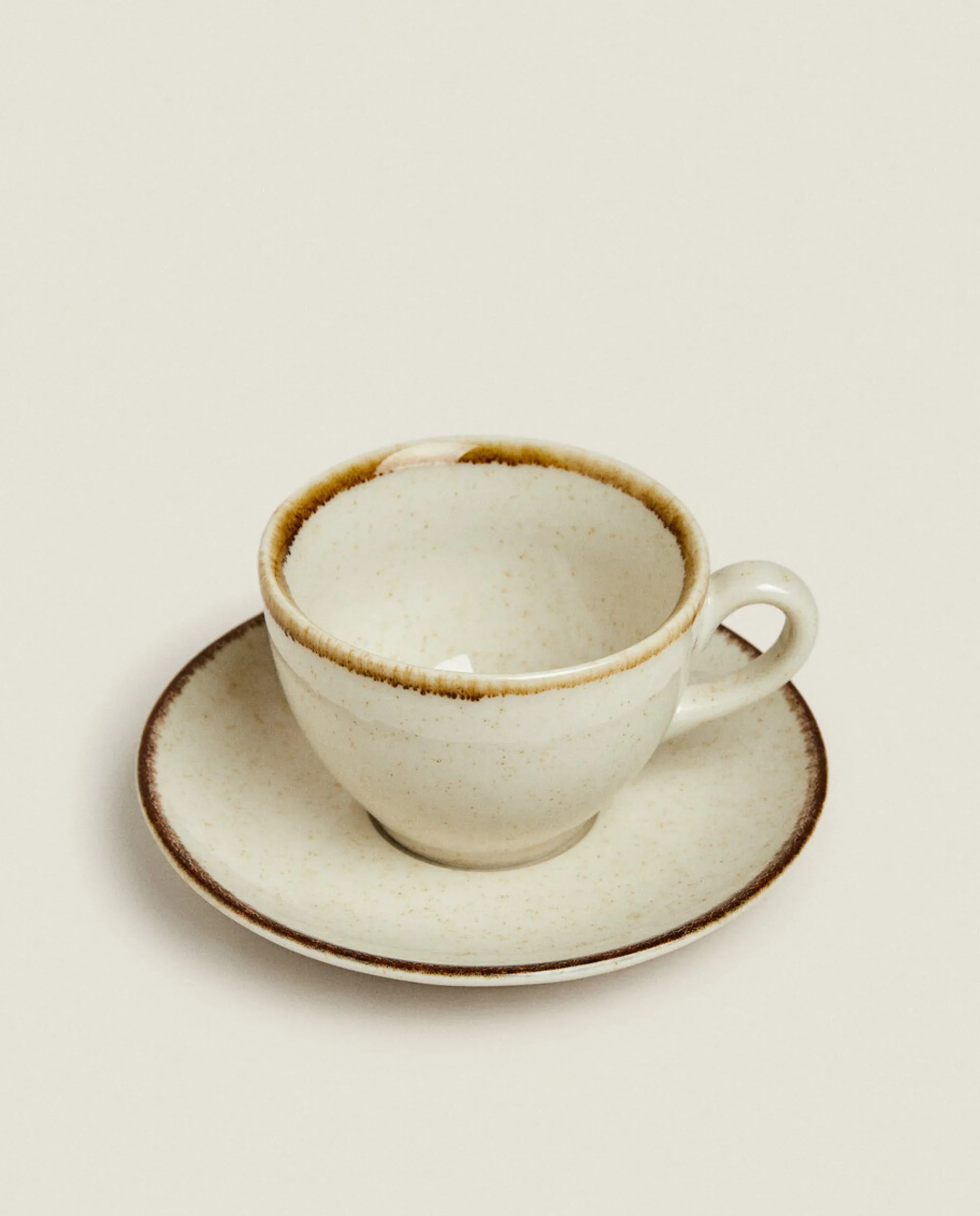 Mugs*ZARA Home Teacup With Rim Detail Ecru