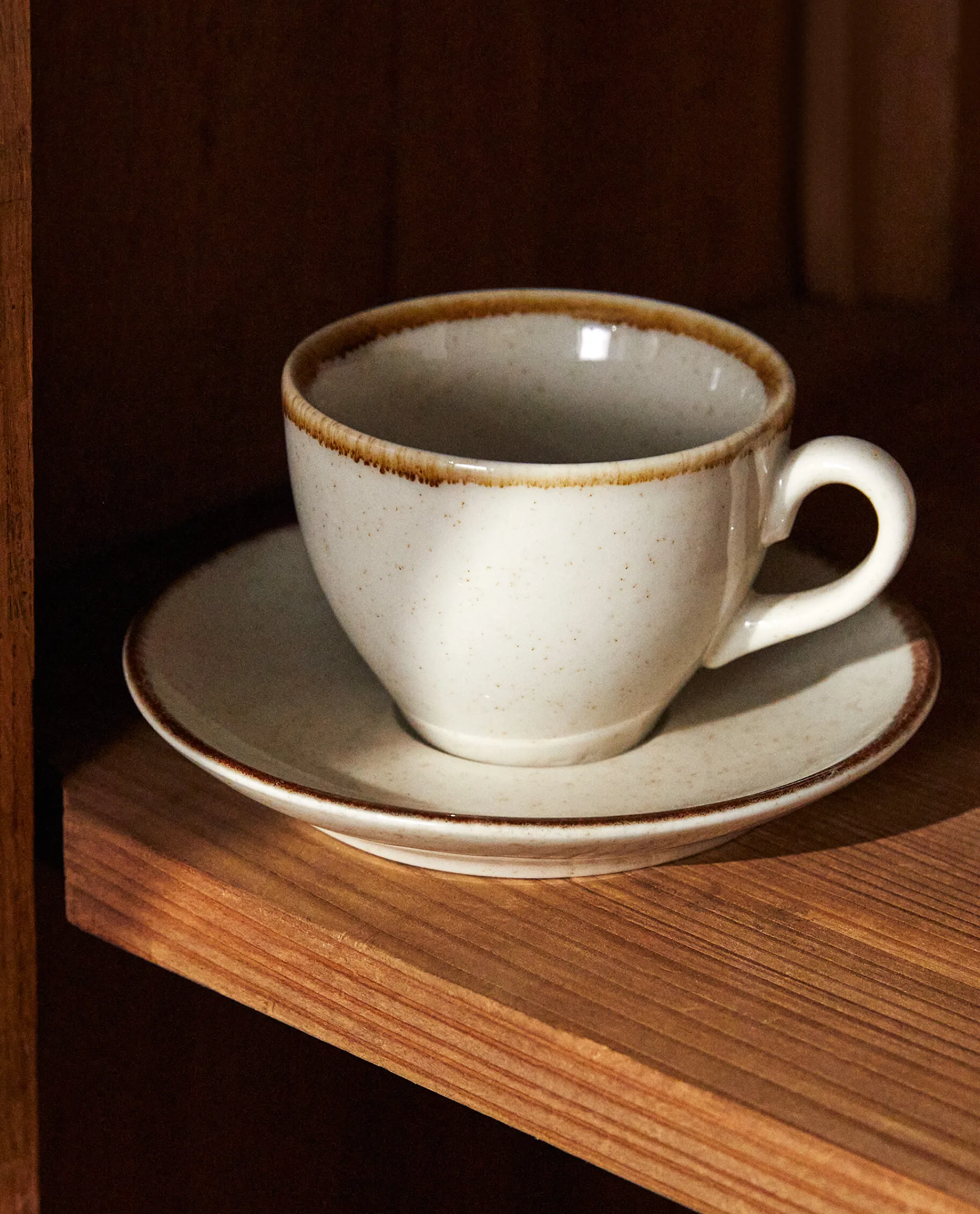 Mugs*ZARA Home Teacup With Rim Detail Ecru