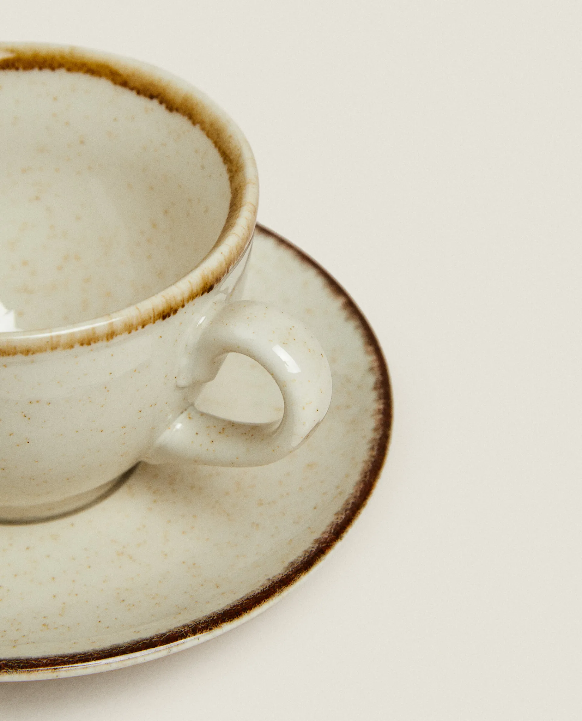 Mugs*ZARA Home Teacup With Rim Detail Ecru