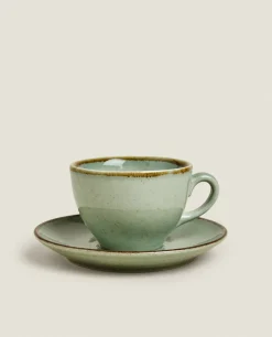 Mugs*ZARA Home Teacup With Rim Detail Green