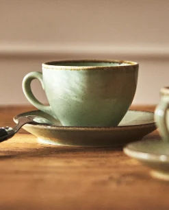 Mugs*ZARA Home Teacup With Rim Detail Green