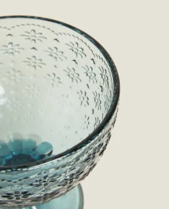 Glasses And Flutes*ZARA Home Textured Floral Design Ice-Cream Cup Blue