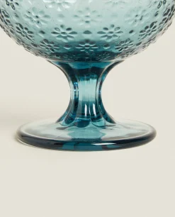 Glasses And Flutes*ZARA Home Textured Floral Design Ice-Cream Cup Blue