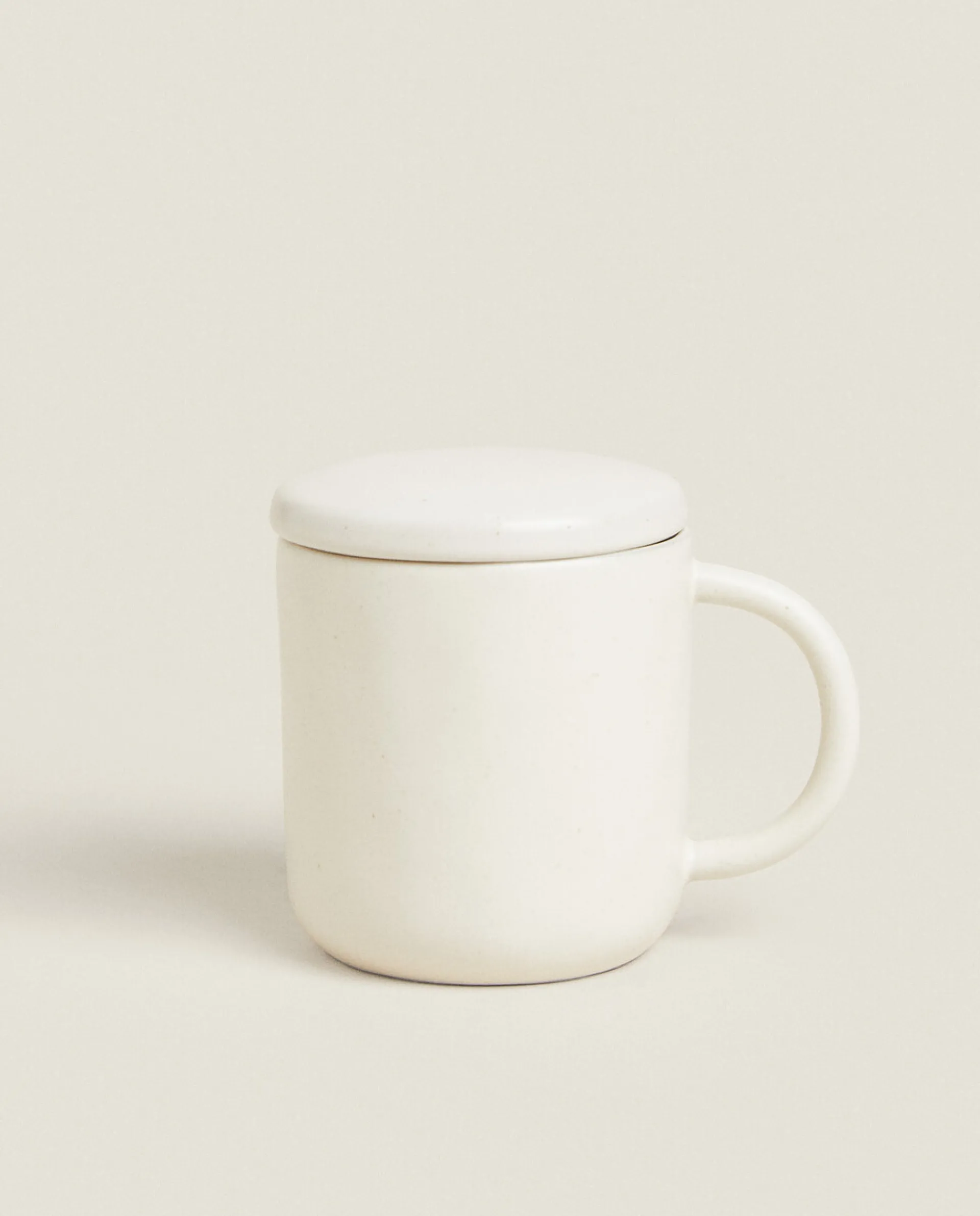 Mugs*ZARA Home Textured Mug With Lid Cream