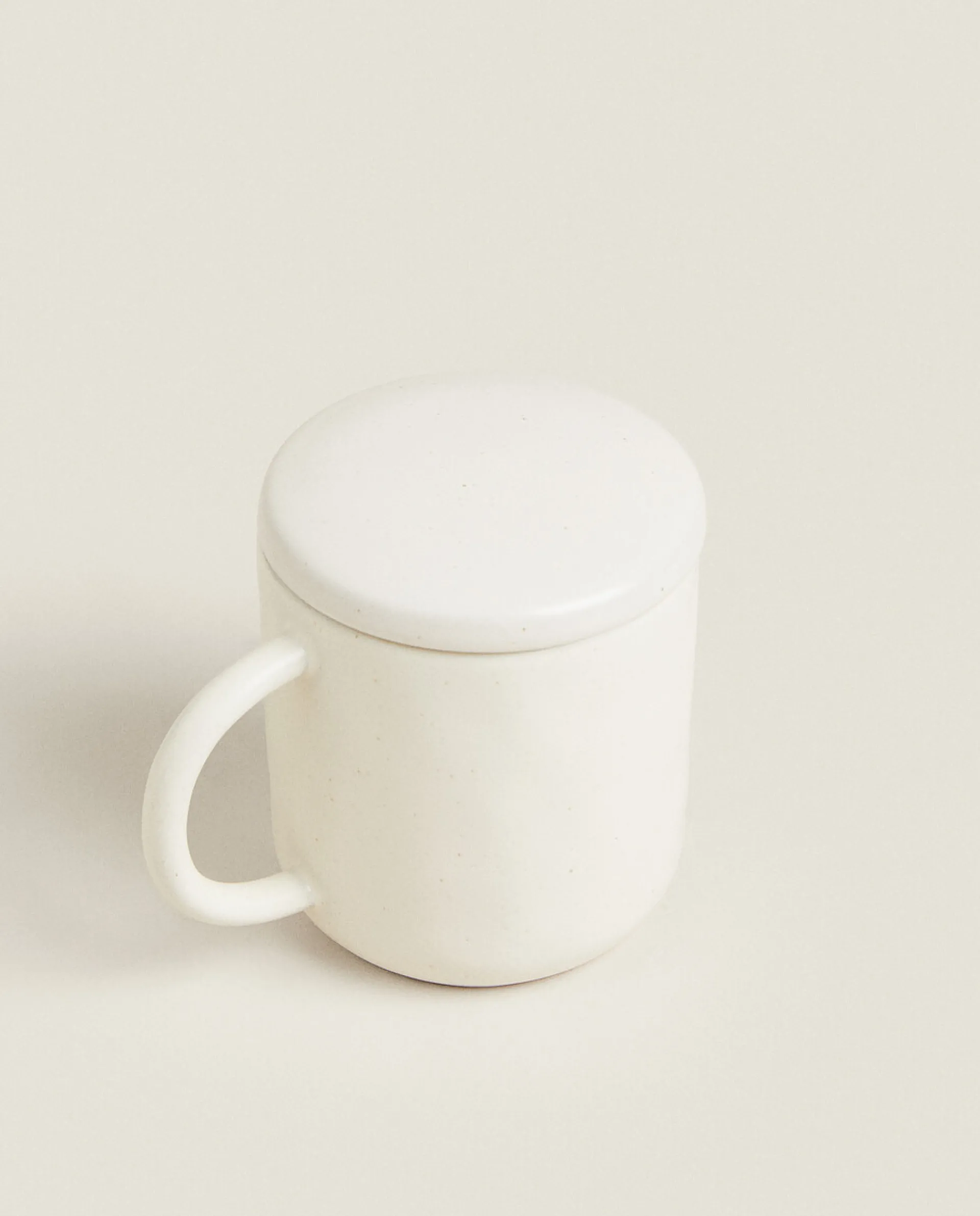 Mugs*ZARA Home Textured Mug With Lid Cream