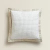 Quilts*ZARA Home Textured Throw Pillow Cover With Linen Border Natural Colour