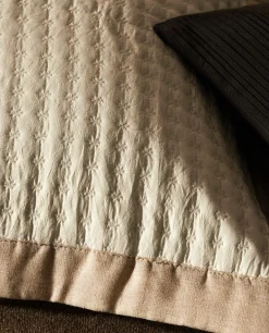 Quilts*ZARA Home Textured Throw Pillow Cover With Linen Border Natural Colour