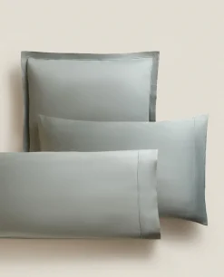 Pillowcases*ZARA Home (300-Thread-Count) Cotton Sateen Pillowcase Green