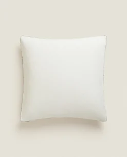 Solid*ZARA Home Throw Pillow Cover With Backstitching White
