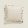 Bedspreads*ZARA Home Throw Pillow Cover With Pleated Ruffle Cream