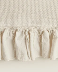 Bedspreads*ZARA Home Throw Pillow Cover With Pleated Ruffle Cream