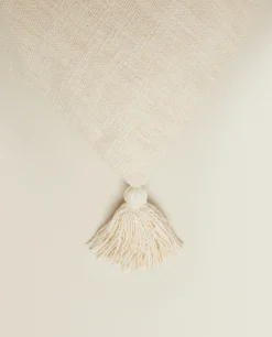 Solid*ZARA Home Throw Pillow Cover With Tassels Cream