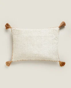 Throw Pillows*ZARA Home Throw Pillow Cover With Tassels Natural Colour