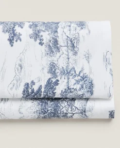 Flat Sheets*ZARA Home Toile De Jouy Flat Sheet Blue