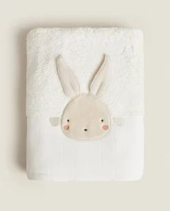 Bathroom*ZARA Home Towel With Bunny Applique Cream