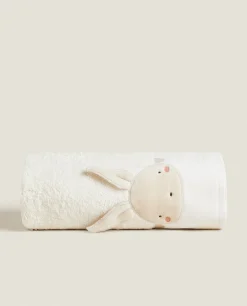 Bathroom*ZARA Home Towel With Bunny Applique Cream