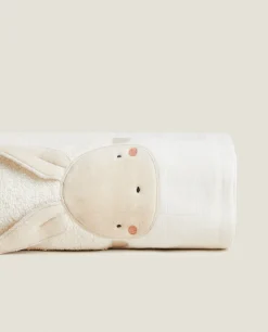 Bathroom*ZARA Home Towel With Bunny Applique Cream