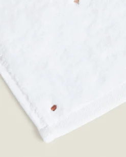 Bathroom*ZARA Home Towel With Embroidered Hearts Oyster White