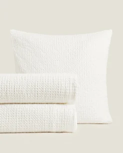 Bedspreads*ZARA Home Waffle Knit Bedspread White