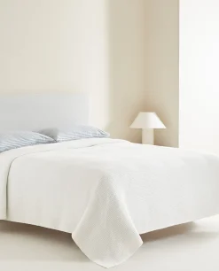 Bedspreads*ZARA Home Waffle Knit Bedspread White