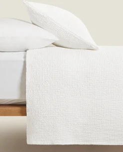 Bedspreads*ZARA Home Waffle Knit Bedspread White