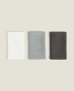 Cleaning*ZARA Home Waffle Mini Kitchen Towel (Pack Of 3) Grey