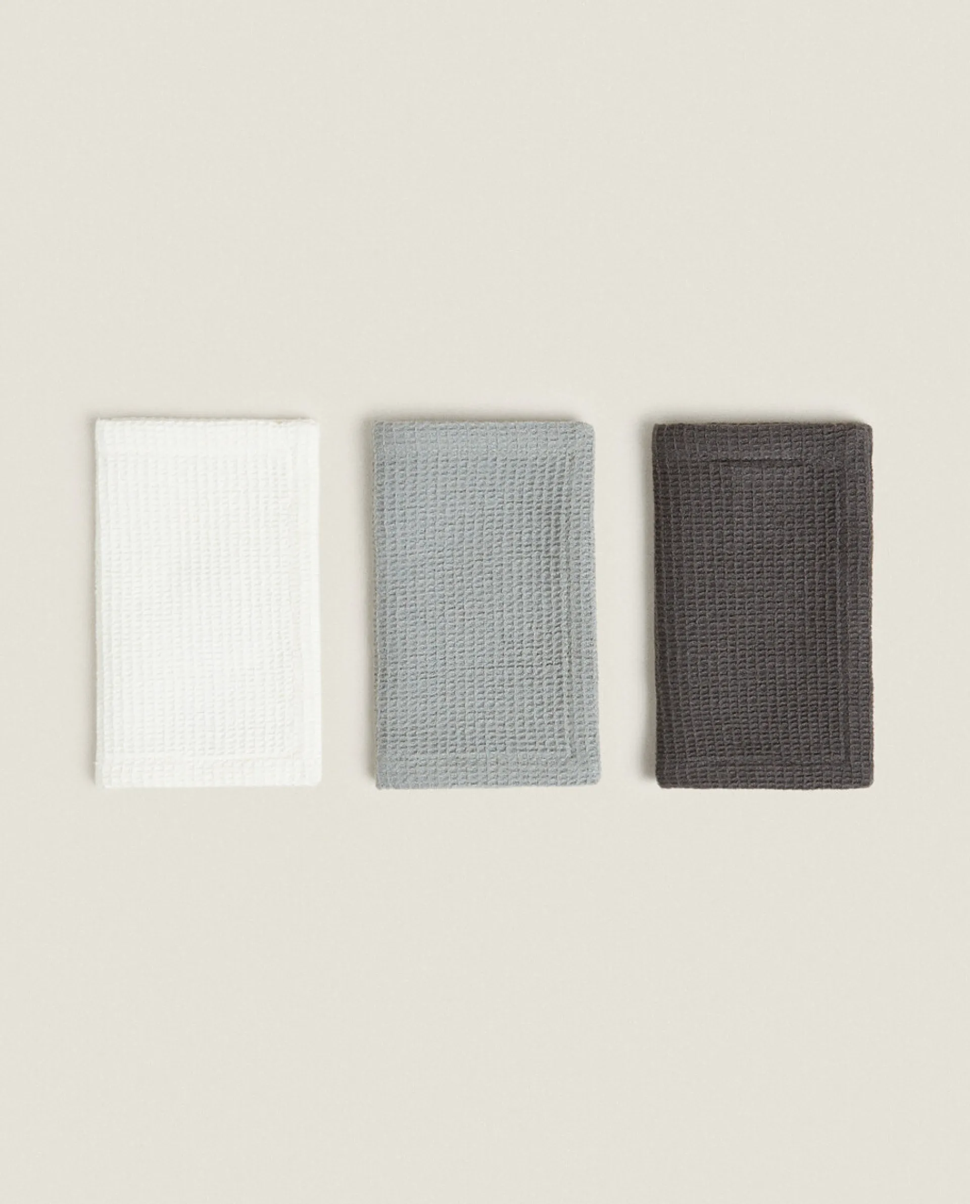 Cleaning*ZARA Home Waffle Mini Kitchen Towel (Pack Of 3) Grey