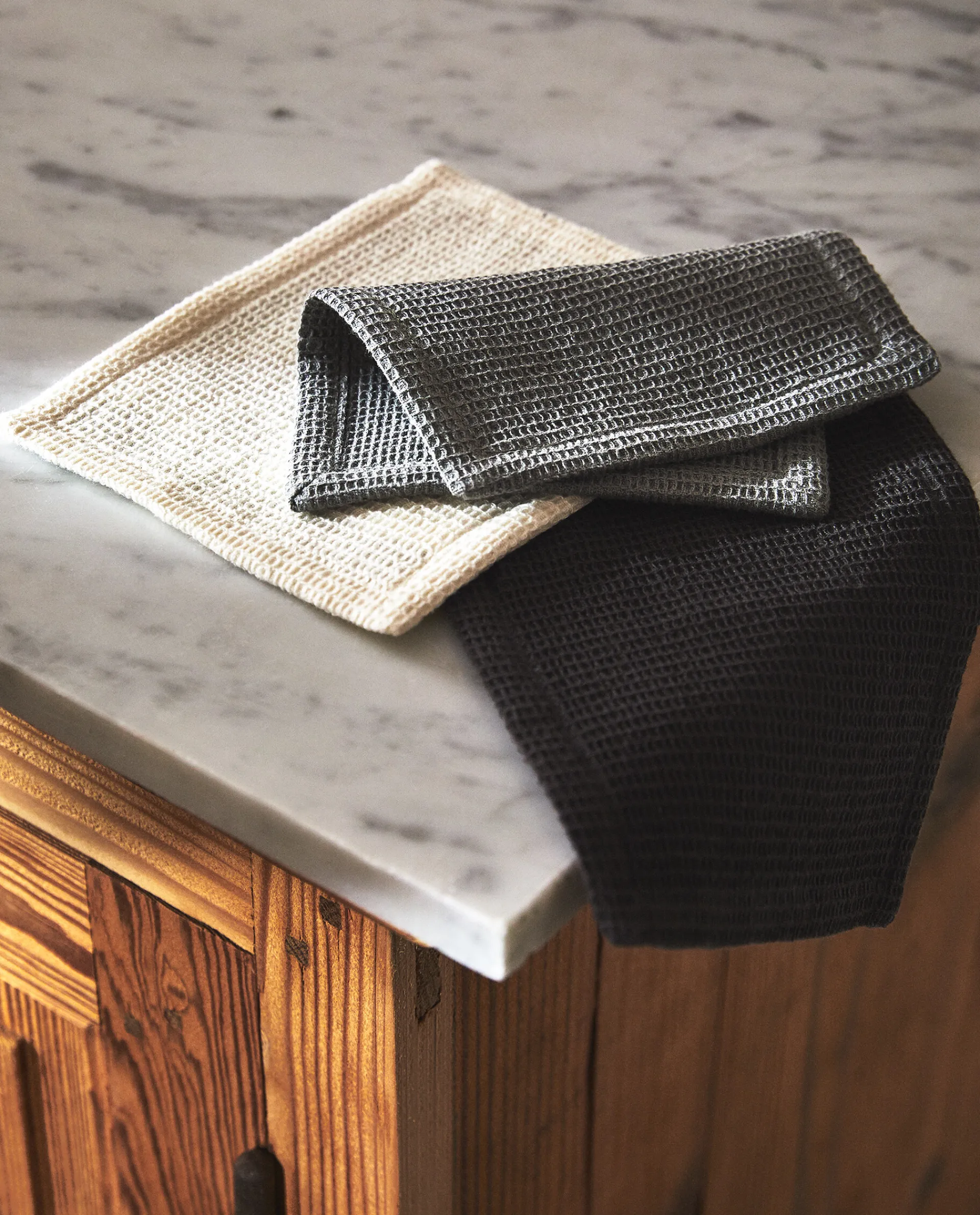 Cleaning*ZARA Home Waffle Mini Kitchen Towel (Pack Of 3) Grey