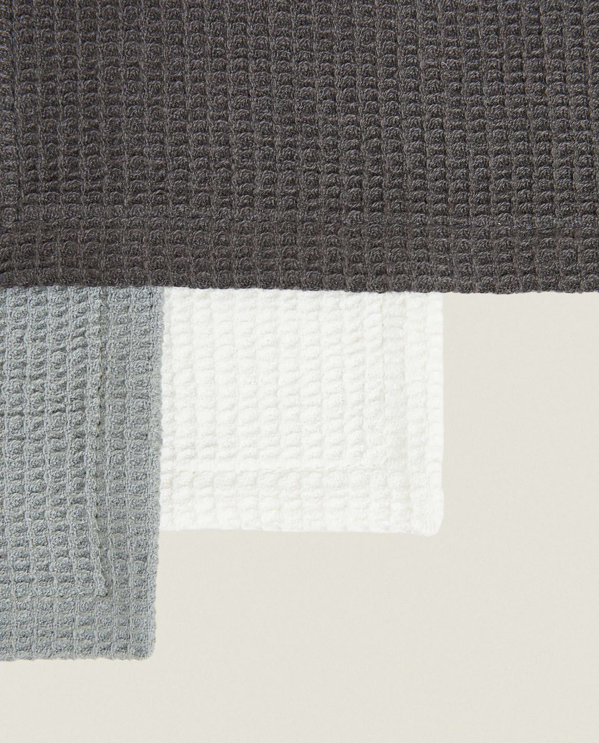 Cleaning*ZARA Home Waffle Mini Kitchen Towel (Pack Of 3) Grey