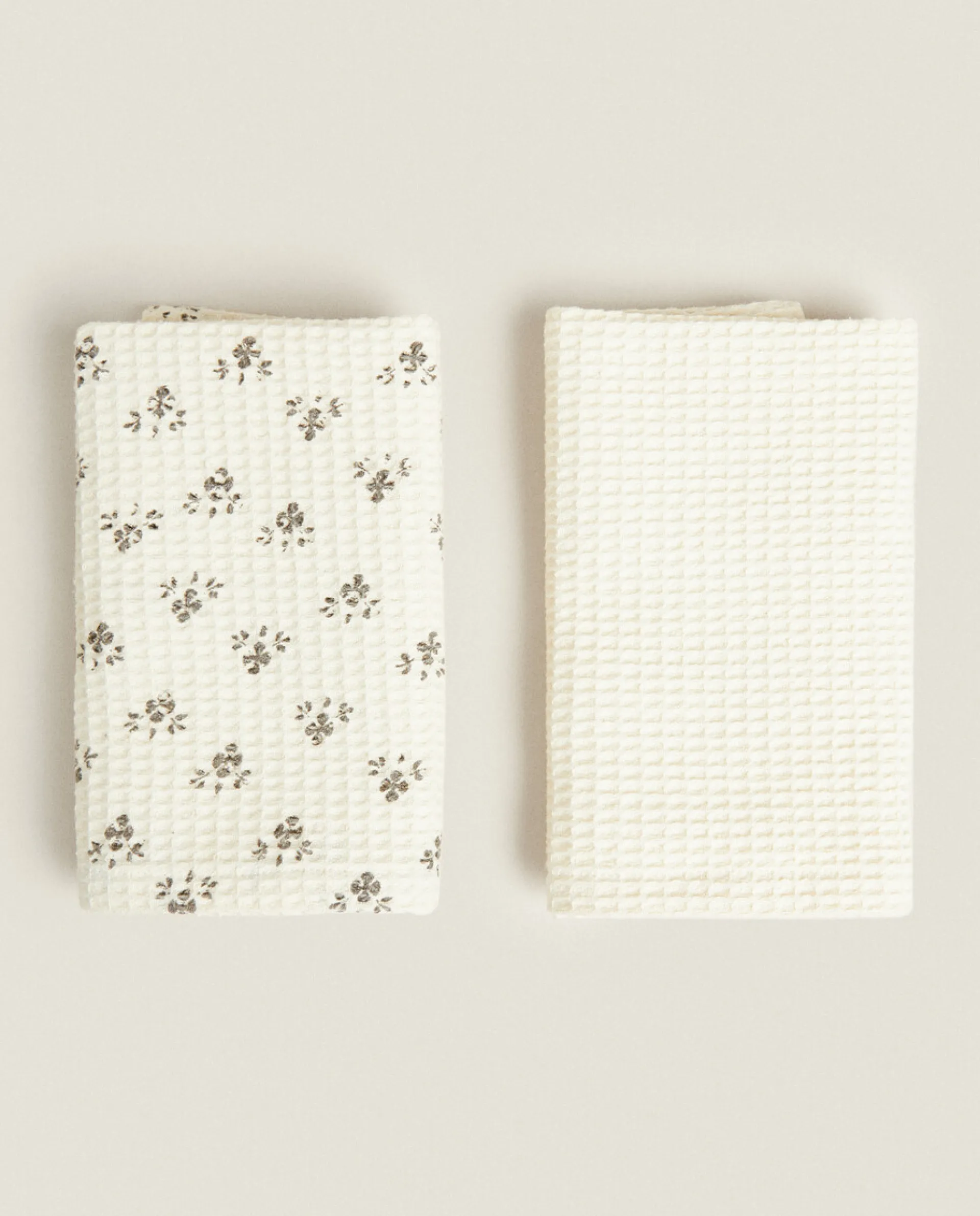 Cleaning*ZARA Home Waffle Multipurpose Kitchen Towel (Pack Of 2) Cream