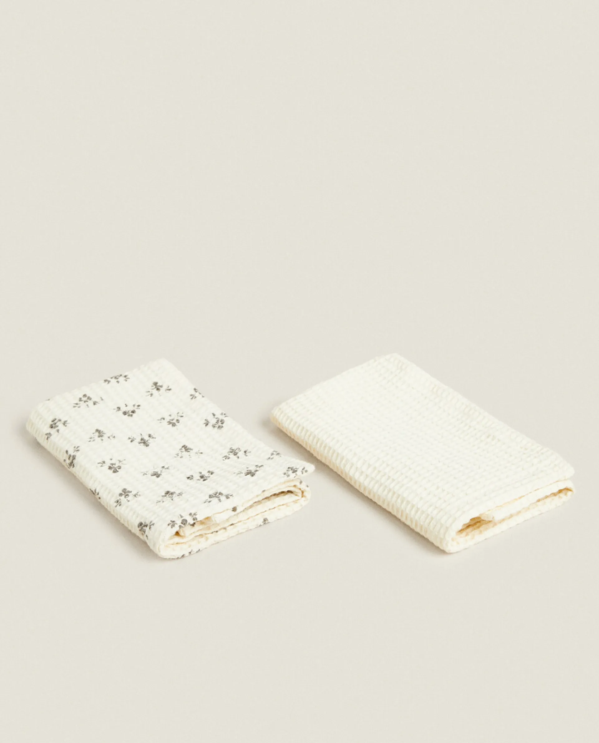 Cleaning*ZARA Home Waffle Multipurpose Kitchen Towel (Pack Of 2) Cream