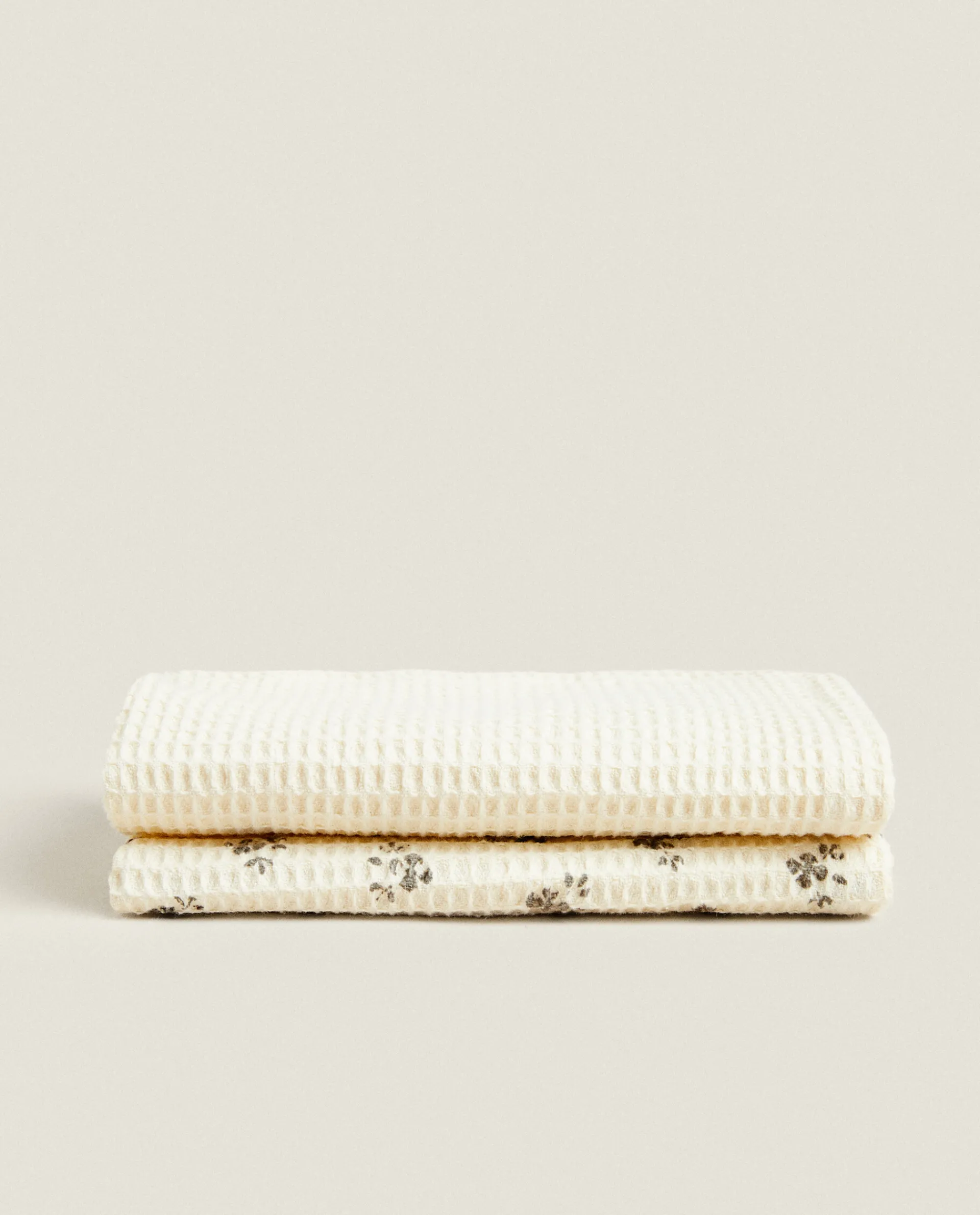 Cleaning*ZARA Home Waffle Multipurpose Kitchen Towel (Pack Of 2) Cream