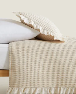 Crib Bedding*ZARA Home Waffle Texture Cotton Bedspread Cream