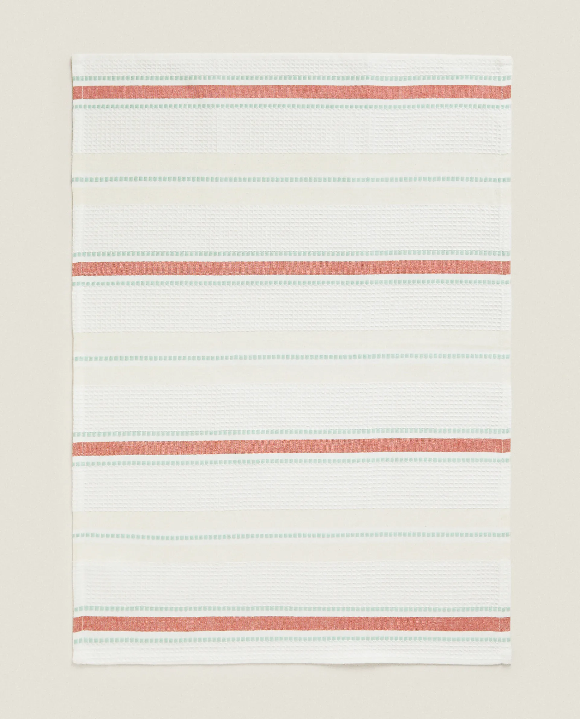 Kitchen Towels, Aprons And Bags*ZARA Home Waffle-Knit Cotton Kitchen Towel With Stripes (Pack Of 2) Cream