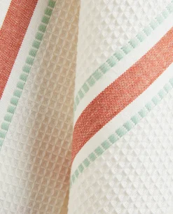 Kitchen Towels, Aprons And Bags*ZARA Home Waffle-Knit Cotton Kitchen Towel With Stripes (Pack Of 2) Cream