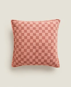 Throw Pillows*ZARA Home Waffle-Knit Throw Pillow Cover Light Red