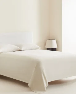 Bedspreads*ZARA Home Washed Linen Bedspread (400 Gsm) Sand
