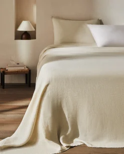 Bedspreads*ZARA Home Washed Linen Bedspread (400 Gsm) Sand