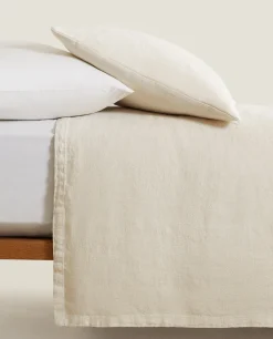 Bedspreads*ZARA Home Washed Linen Bedspread (400 Gsm) Sand