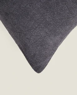 Solid*ZARA Home Washed Linen Throw Pillow Cover Mid-Blue