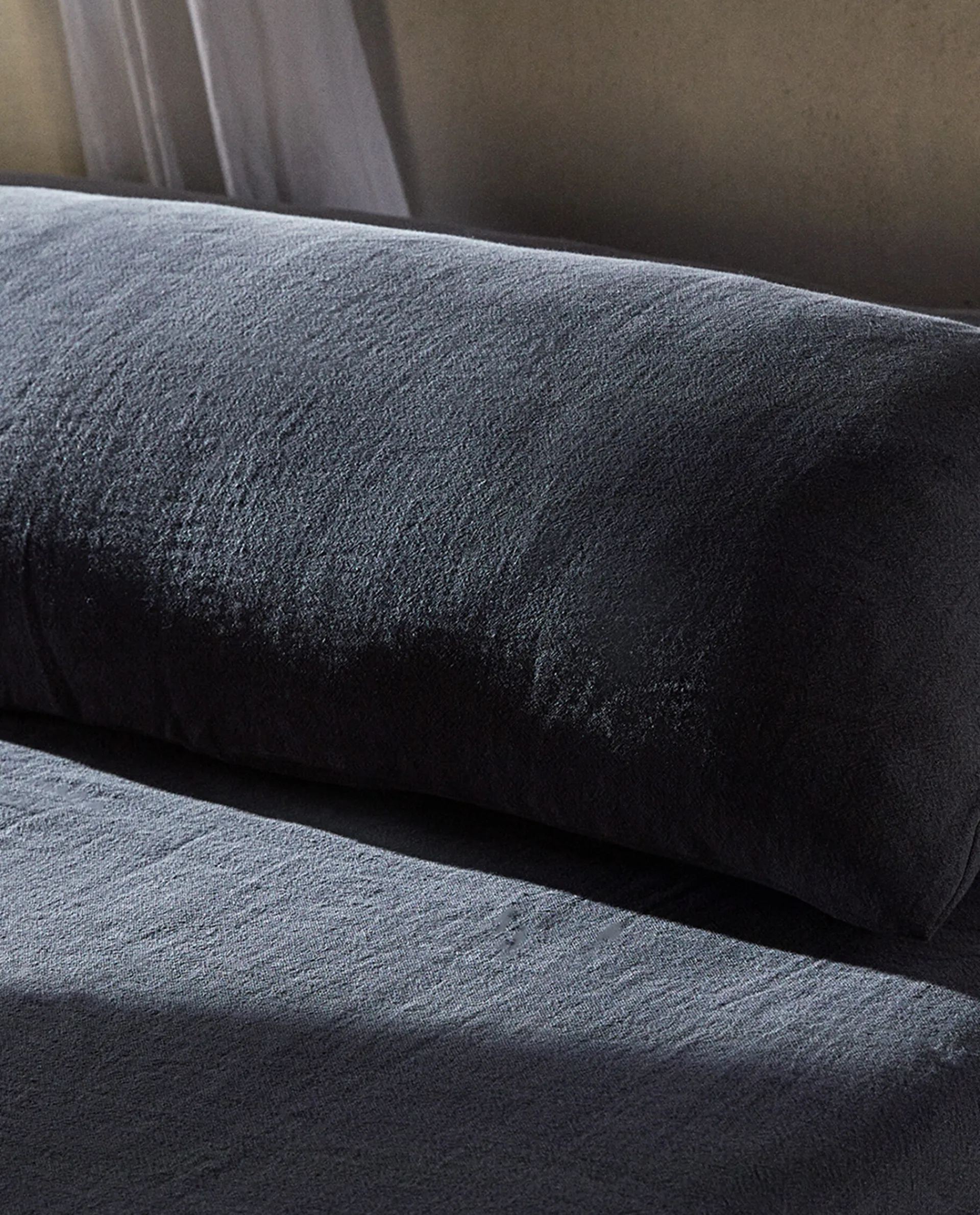 Solid*ZARA Home Washed Linen Throw Pillow Cover Mid-Blue