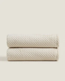 Blankets*ZARA Home Weave Textured Fleece Blanket Cream