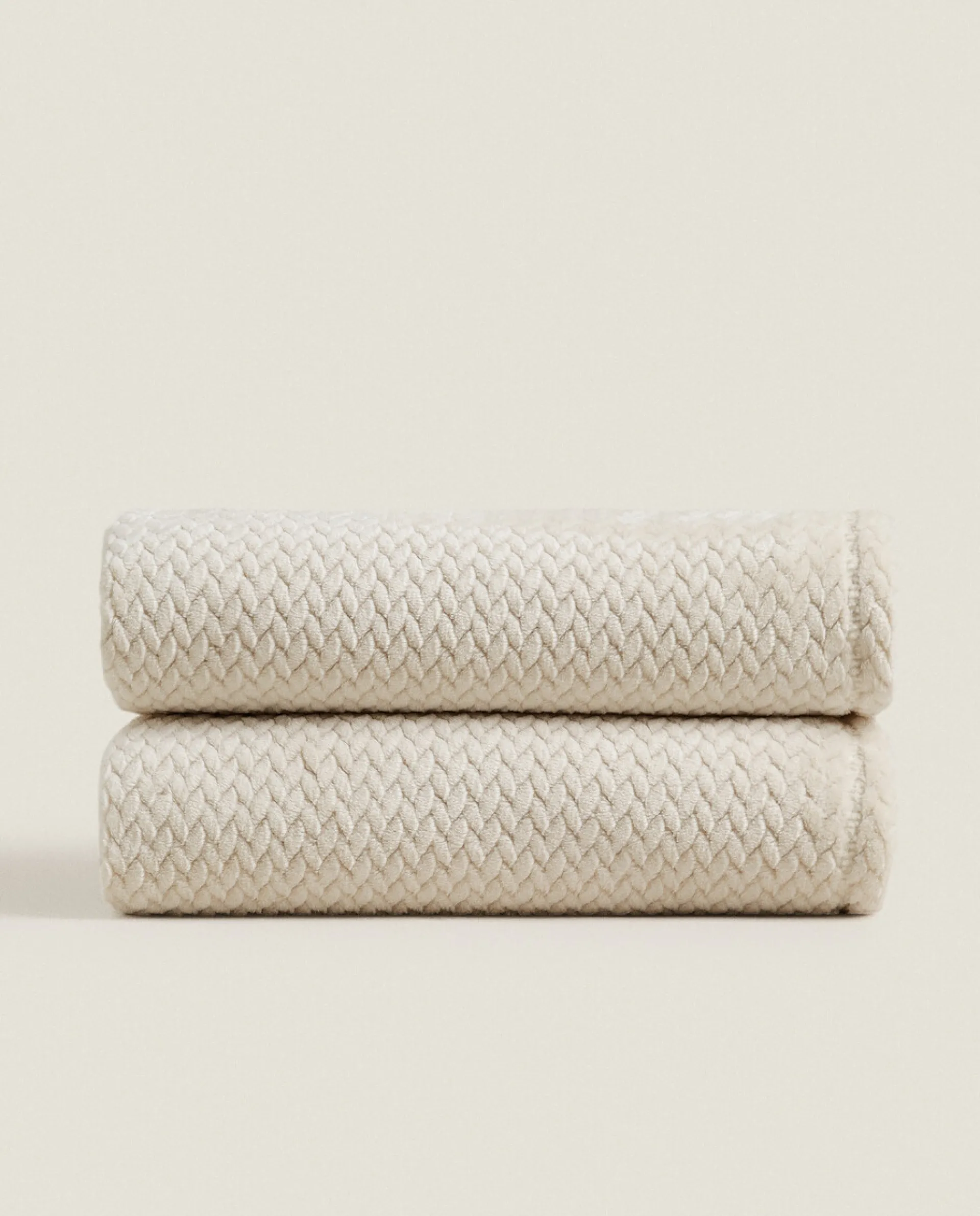 Blankets*ZARA Home Weave Textured Fleece Blanket Cream