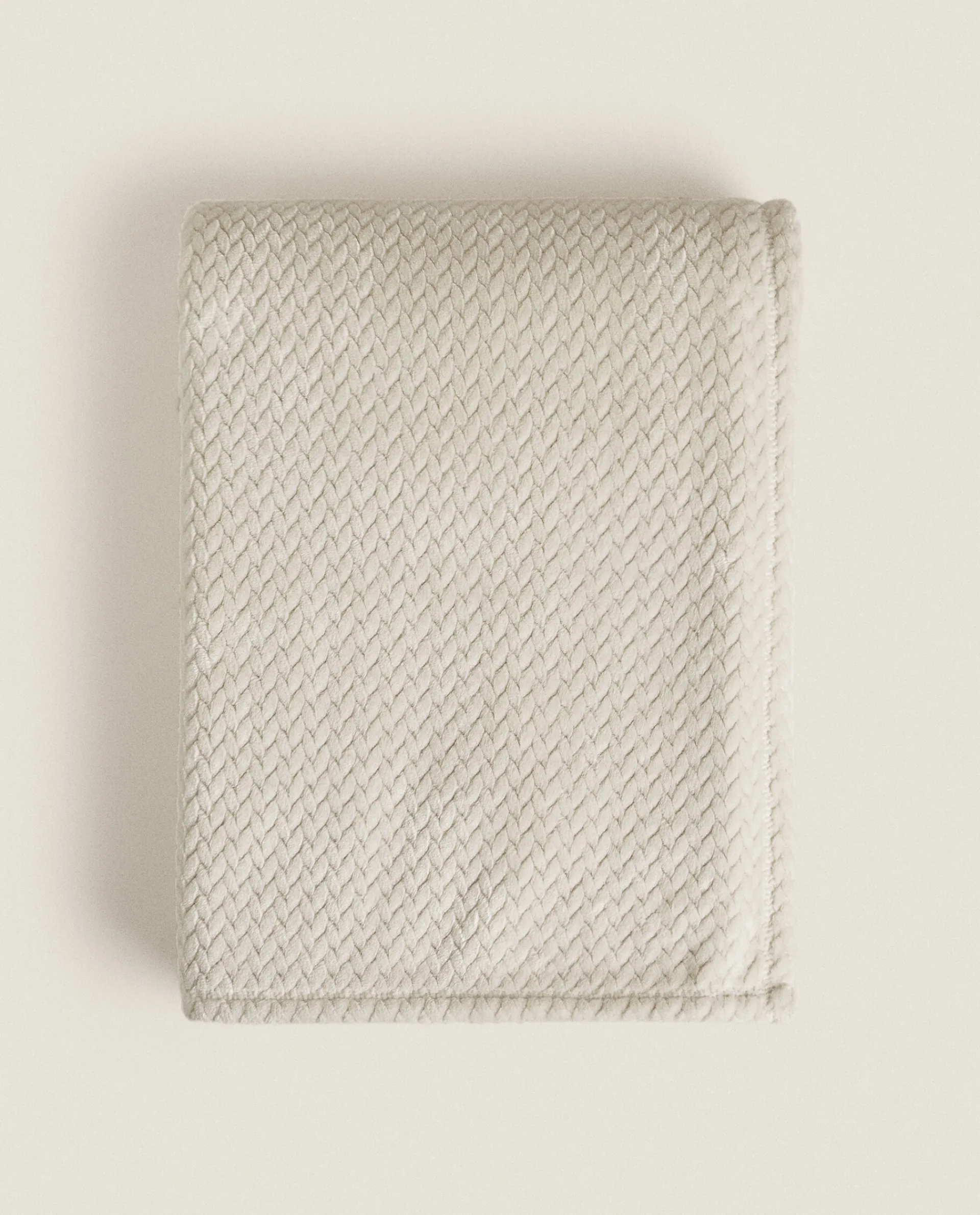 Blankets*ZARA Home Weave Textured Fleece Blanket Cream