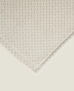 Blankets*ZARA Home Weave Textured Fleece Blanket Cream