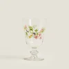 Glasses And Flutes*ZARA Home Wine Glass With Floral Silk Screen 4-901