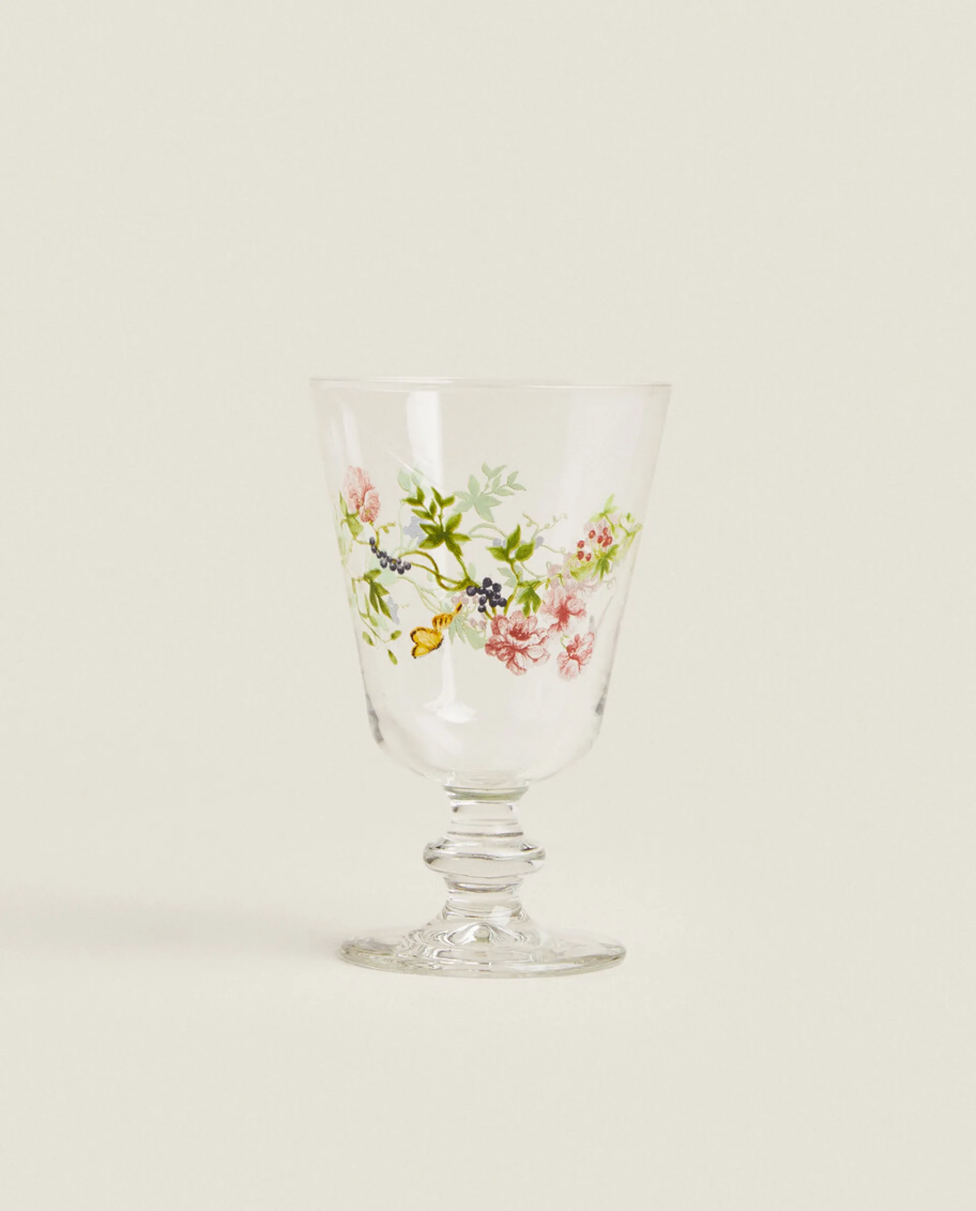 Glasses And Flutes*ZARA Home Wine Glass With Floral Silk Screen 4-901