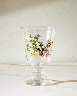 Glasses And Flutes*ZARA Home Wine Glass With Floral Silk Screen 4-901