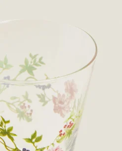 Glasses And Flutes*ZARA Home Wine Glass With Floral Silk Screen 4-901