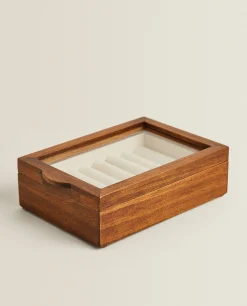 Boxes And Jewelry Boxes*ZARA Home Wood And Linen Jewelry Box Brown